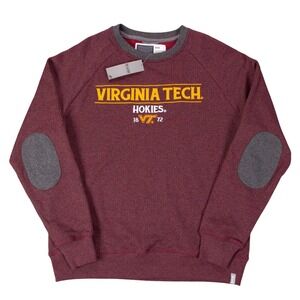 NWT Bruzer Virginia Tech Hokies Oxford Crew Sweatshirt Mens M Embroidered